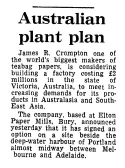 [Planned Australian Mill]